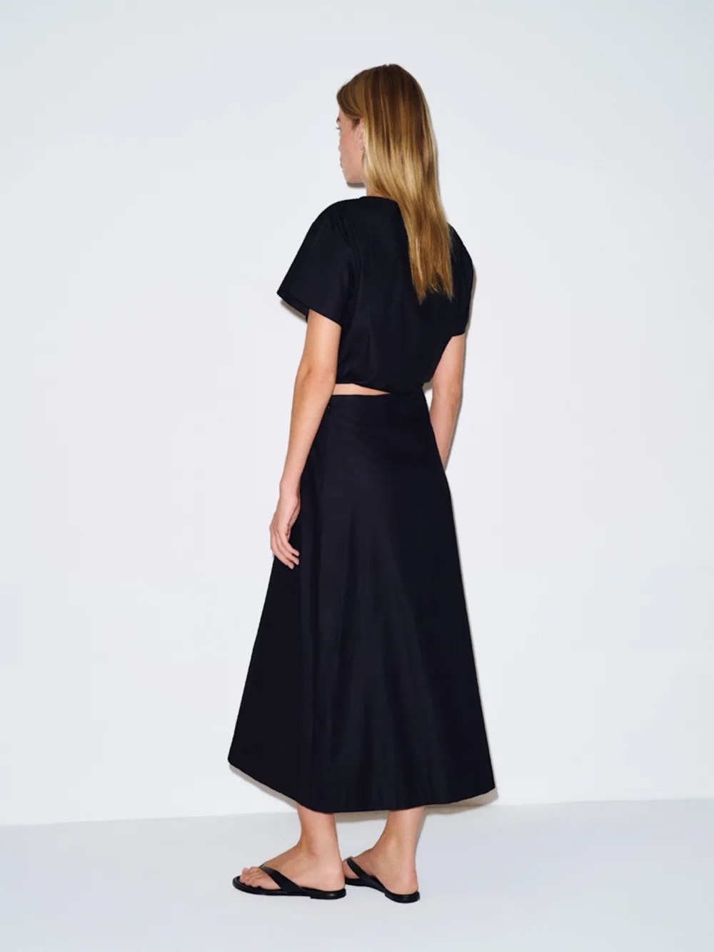 NEW Reformation Jordan Two Piece Short Sleeve Skirt Set Cotton Black | US 0 UK 4 - Picture 4 of 14
